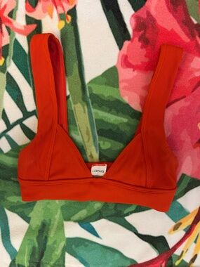 L*Space Ribbed Red-Orange Swim Top